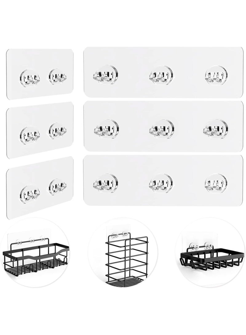 6 Pcs Corner Shower Caddy Adhesive Replacement Hook, Transparent Adhesive Stickers for Shower Caddy Shelves Rack Basket Holder No Drilling, Clear Wall Hanging Hook with Strong Sticky for Kitchen - Image 1