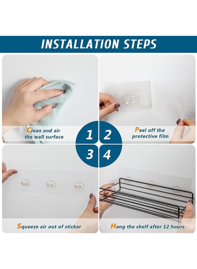 6 Pcs Corner Shower Caddy Adhesive Replacement Hook, Transparent Adhesive Stickers for Shower Caddy Shelves Rack Basket Holder No Drilling, Clear Wall Hanging Hook with Strong Sticky for Kitchen - Image 5