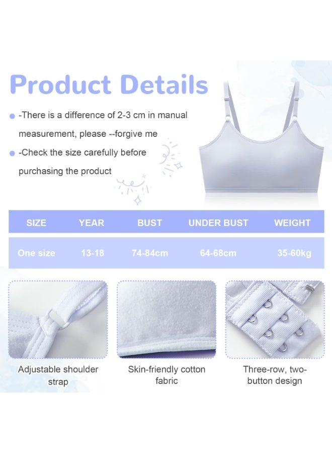PAWSONIFY 4 Pack Sports Bras for Girls - Cotton Training Crop Bras with Fixed Bust Pads & Adjustable Straps, Teenage Girls Underwear Crop Tops for Ages 13-18, Soft Sports Training Bras - Image 4