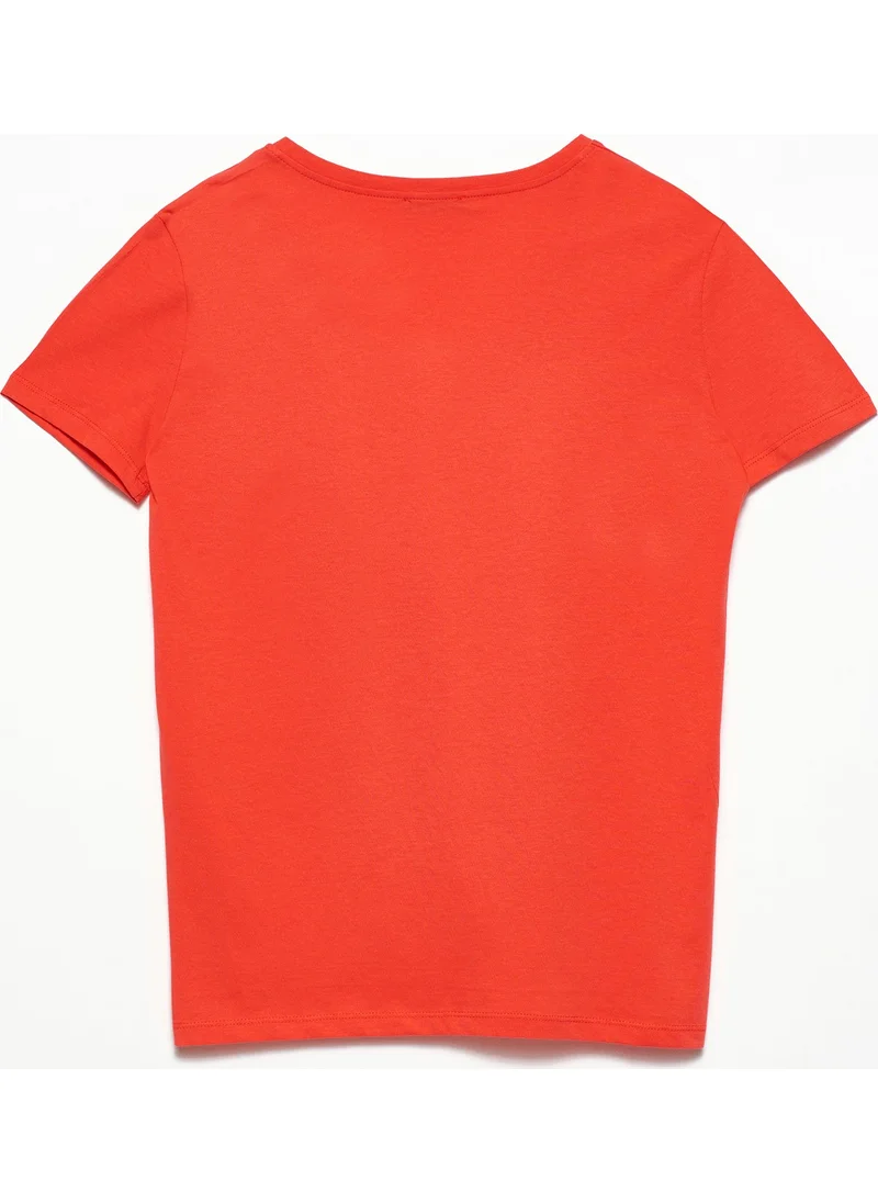 ديلفين 3470 V-Neck Basic T-Shirt-Red