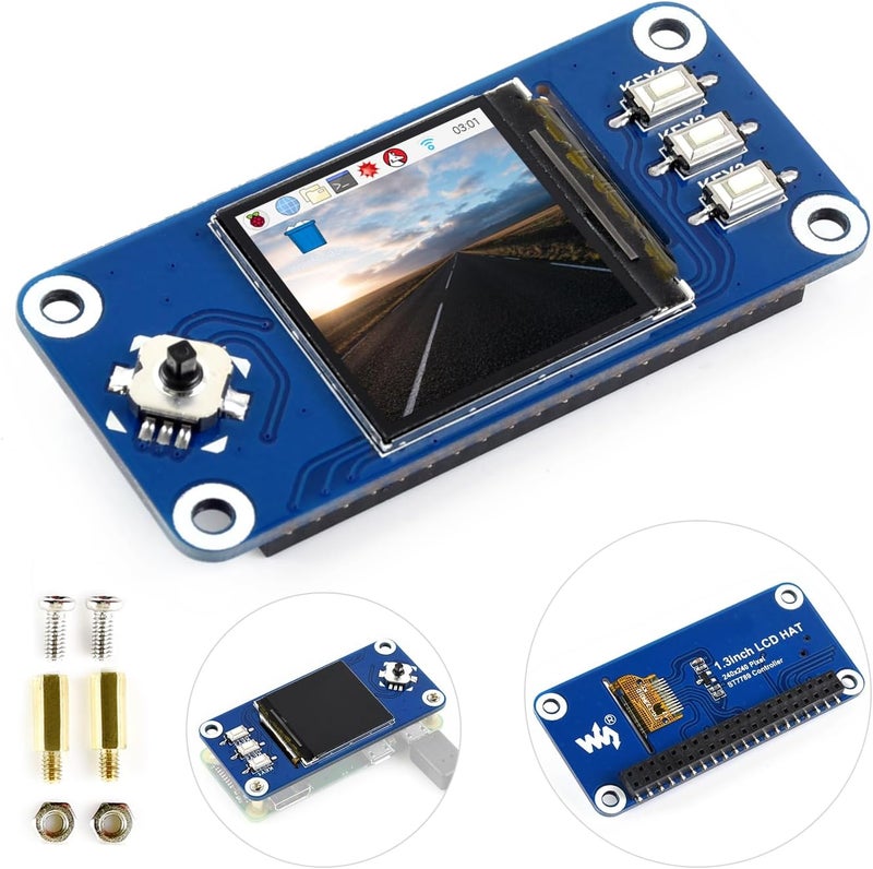Waveshare 1.3inch IPS LCD Display HAT, Compatible with Raspberry Pi Zero/Zero W/Zero WH/4B/3B, 240x240 Pixels, SPI Interface - Image 1