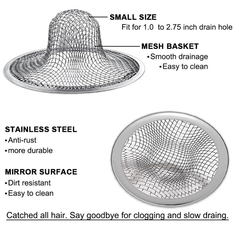 Seatery 2PCS Tub Drain Hair Catcher - 2.75 inch Shower Drain Mesh Strainer, Stainless Steel Shower Bathtub Drain Cover, Bathroom Sink Strainer Filter Basket for Bathroom Sink, Wash Basin Floor Drain - Image 3