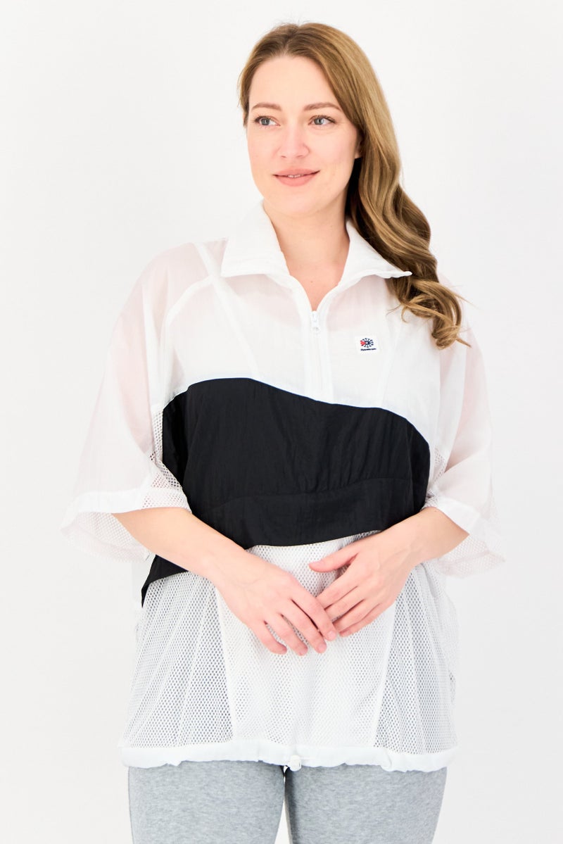 Reebok Women Sportswear Fit Brand Logo Half Zip Training Top, Multicolor - Image 1