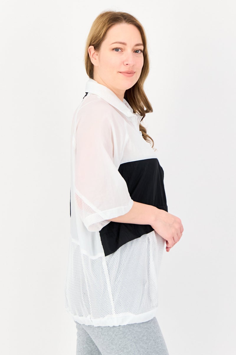 Reebok Women Sportswear Fit Brand Logo Half Zip Training Top, Multicolor - Image 2