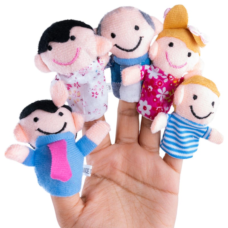 Super Z Outlet Mini Grandparents, Mom & Dad, Brother & Sister Family Style Finger Puppets for Children, Shows, Playtime, Schools - 6 Piece (Family 1) - Image 2