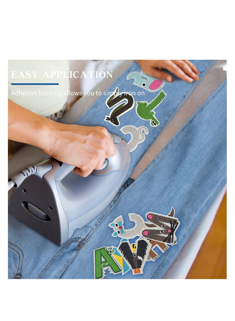 Sew On Patches Appliques, 26Pcs A-Z Alphabet Patches DIY Iron on, Animal Alphabet Repair Patches, Decorate Iron on Patches for Jeans Clothing Hats Backpacks Sewing - Image 3
