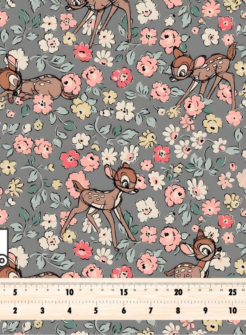 Vellato Al Lail Aramny Silk Fabric By The Yard Grey Pink Floral Deer Jalabiya Makhweer Dressmaking 58 Inches Width - Image 4