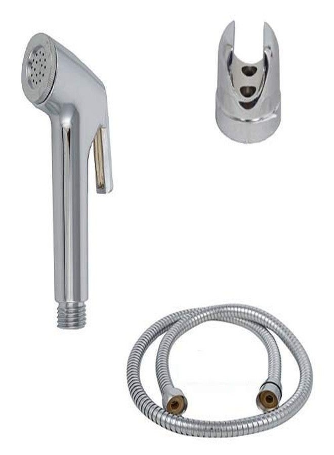 SHRUTI Plastic Hand Shower, Health Faucet, Bathroom Faucet with 1mtr SS Full Flexible Shower Tube and Chrome Plated Stand with Fitting Screw (8 cm x 6 cm x 2 cm, Metallic,(1176-1169) - Image 1