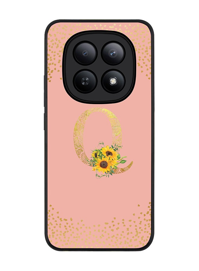 For Xiaomi Redmi Note 15 5G / Poco M8 Case,Slim fit Camera Protection, Shockproof Thin Phone cover  - Custom Floral Monogram - Q  (Rose Pink )