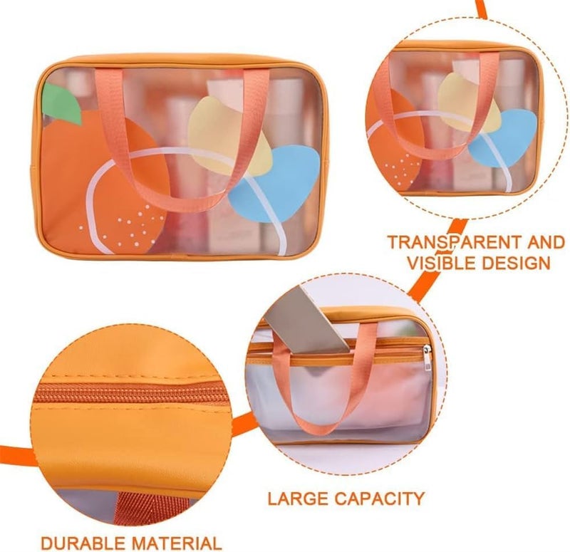 Luckam Toiletry Bag, Travel Makeup Bag, PVC Waterproof Portable Make Up Bag, Large Capacity Makeup Bag Zipper Pouch with Handy Handle, Dry Wet Separate Draining Shower Caddy Bag for Women - Image 3