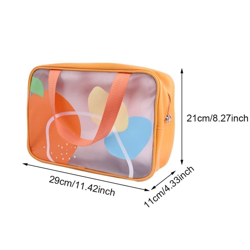 Luckam Toiletry Bag, Travel Makeup Bag, PVC Waterproof Portable Make Up Bag, Large Capacity Makeup Bag Zipper Pouch with Handy Handle, Dry Wet Separate Draining Shower Caddy Bag for Women - Image 2