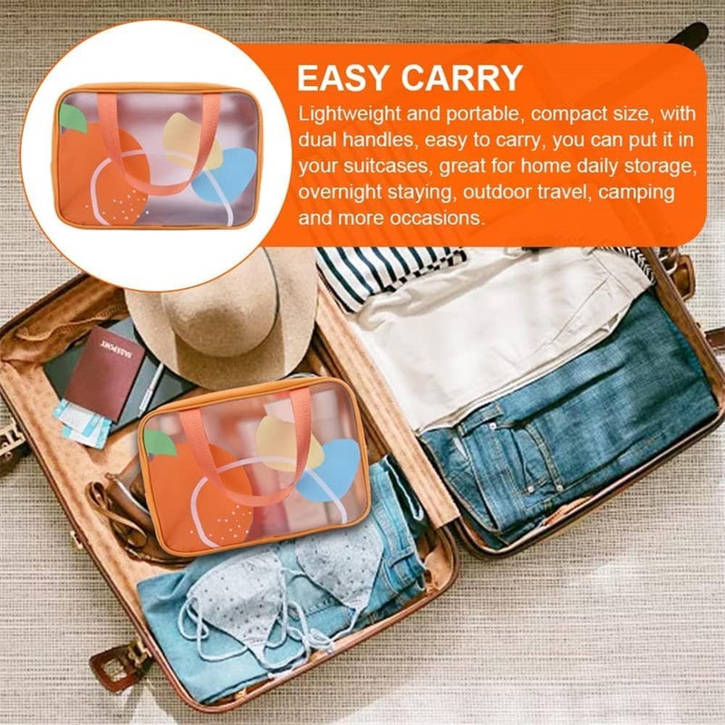 Luckam Toiletry Bag, Travel Makeup Bag, PVC Waterproof Portable Make Up Bag, Large Capacity Makeup Bag Zipper Pouch with Handy Handle, Dry Wet Separate Draining Shower Caddy Bag for Women - Image 5