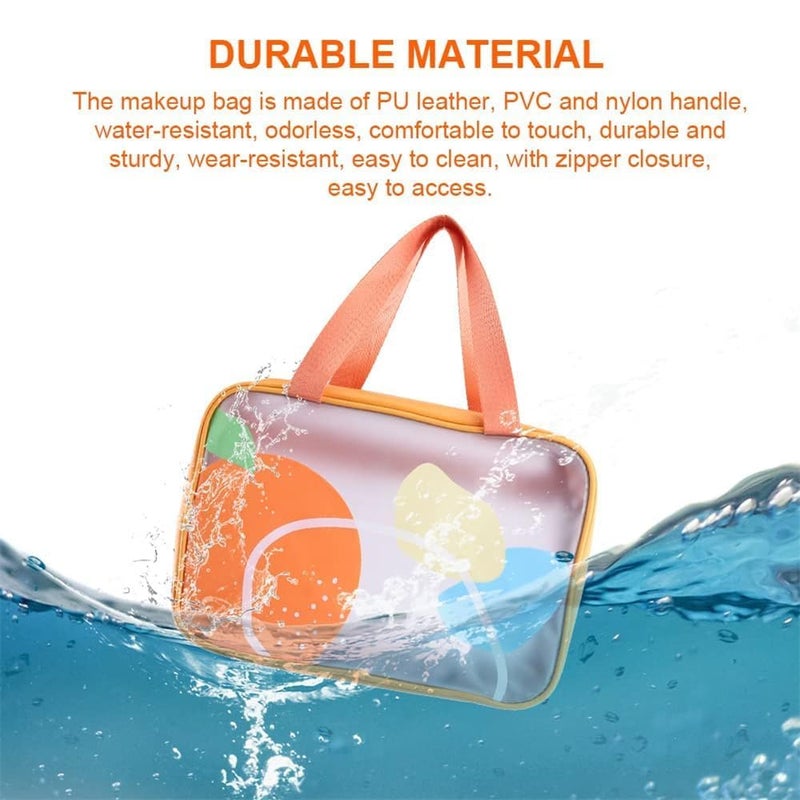 Luckam Toiletry Bag, Travel Makeup Bag, PVC Waterproof Portable Make Up Bag, Large Capacity Makeup Bag Zipper Pouch with Handy Handle, Dry Wet Separate Draining Shower Caddy Bag for Women - Image 4