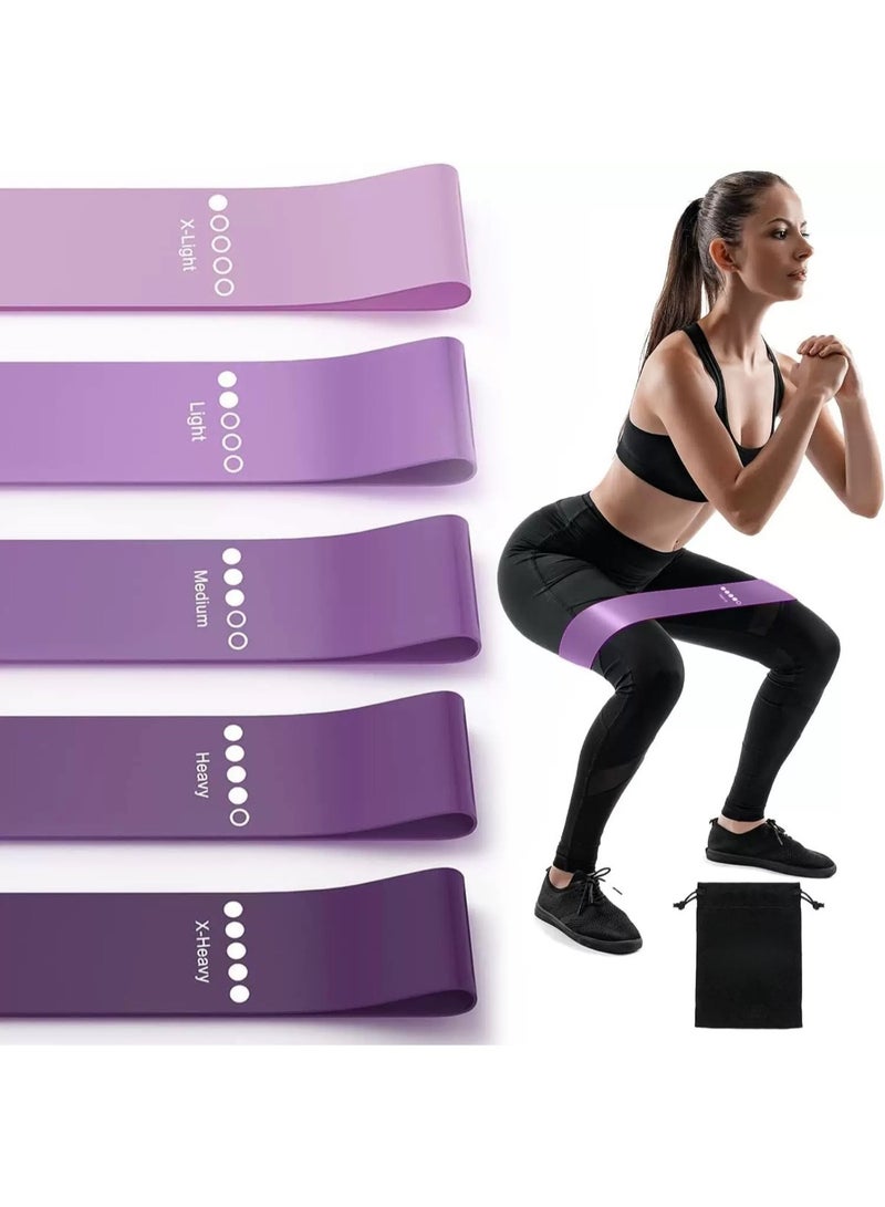 Zesen 5 Pcs Resistance Bands Set Resistance Exercise Band Assorted Pounds Strength Training Exercise Resistance Loops Stretch Bands, Gym Fitness Yoga Workout Resistance Loops Bands, Purple - Image 1