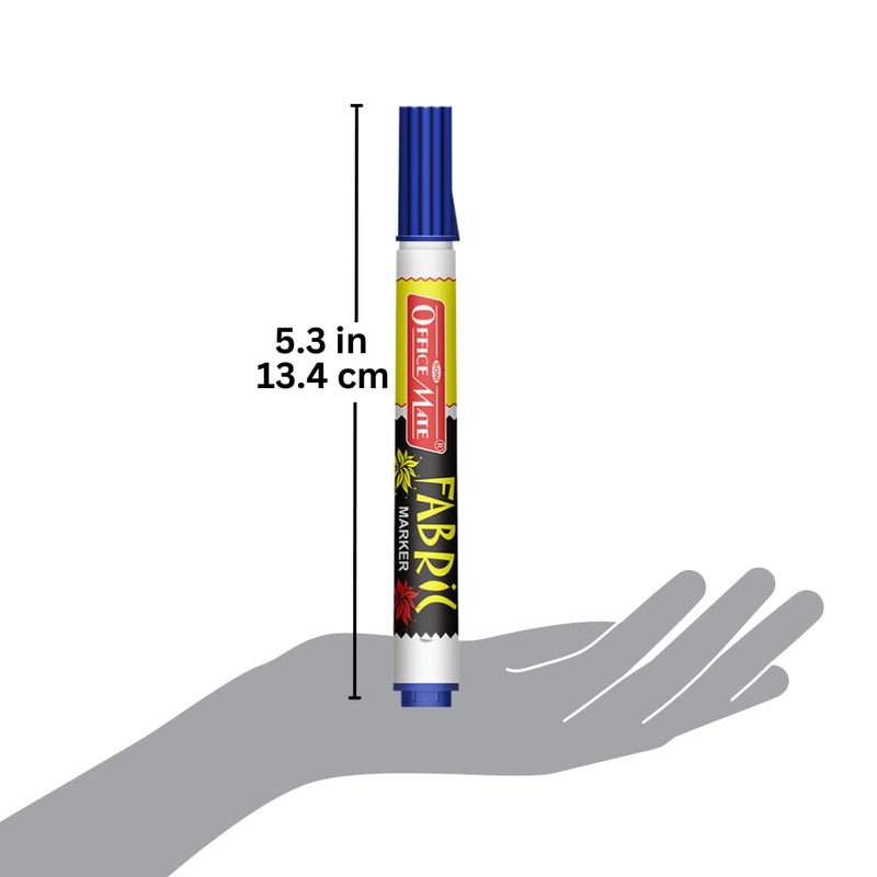 Office Mate Soni Officemate Fabric Marker | Wash-Resistant & Non-Toxic Ink | Ideal for T-Shirts, Tote Bags, Jeans & Canvas Art | 4.43 mm Bullet Tip | Pack of 5 (Multicolour) - Image 3
