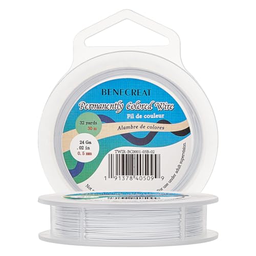 BENECREAT 98-Feet 0.02inch (0.5mm) 7-Strand White Bead String Wire Nylon Coated Stainless Steel Wire for Jewelry Necklace Bracelet Beading Craft Work - Image 1