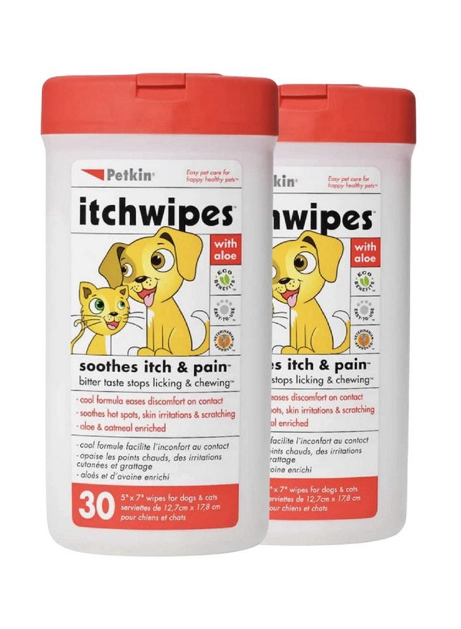 بيتكين مناديل بيتكين المضادة للحكة للكلاب والقطط، 60 منديل، عبوتان - تهدئ البقع الساخنة وتهيجات الجلد والخدش - طعم مرير يمنع اللعق والمضغ - مريحة للغاية، مثالية للمنزل أو السفر - Image 1