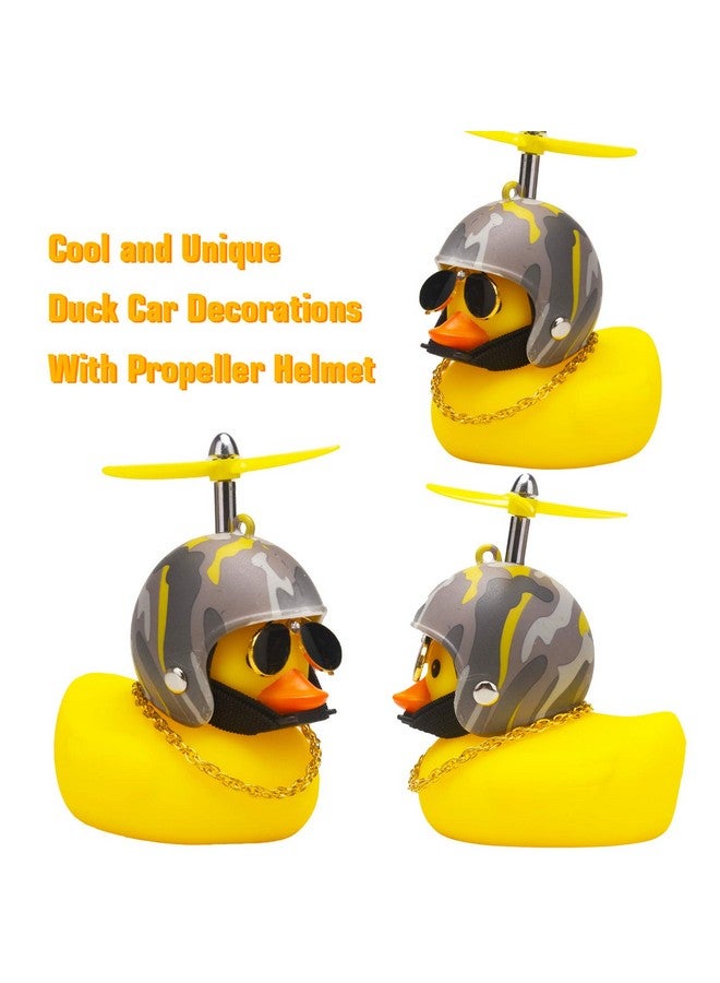 wonuu Rubber Duck Car Decorations Cute Yellow Duck Car Dashboard Ornaments With Propeller - Image 3