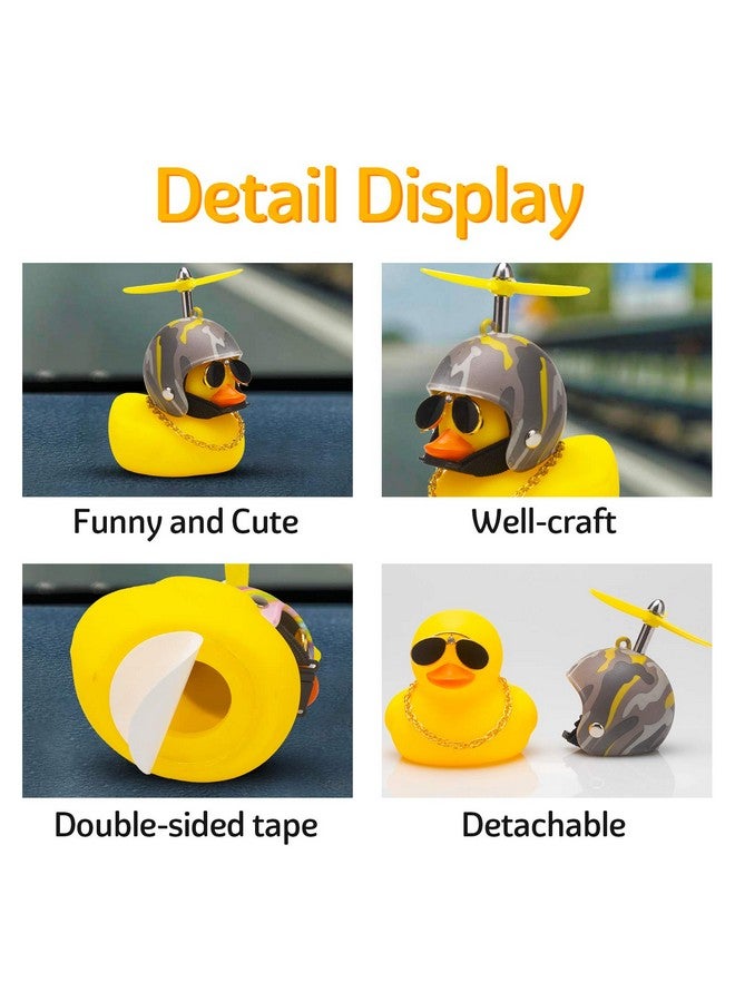 wonuu Rubber Duck Car Decorations Cute Yellow Duck Car Dashboard Ornaments With Propeller - Image 2