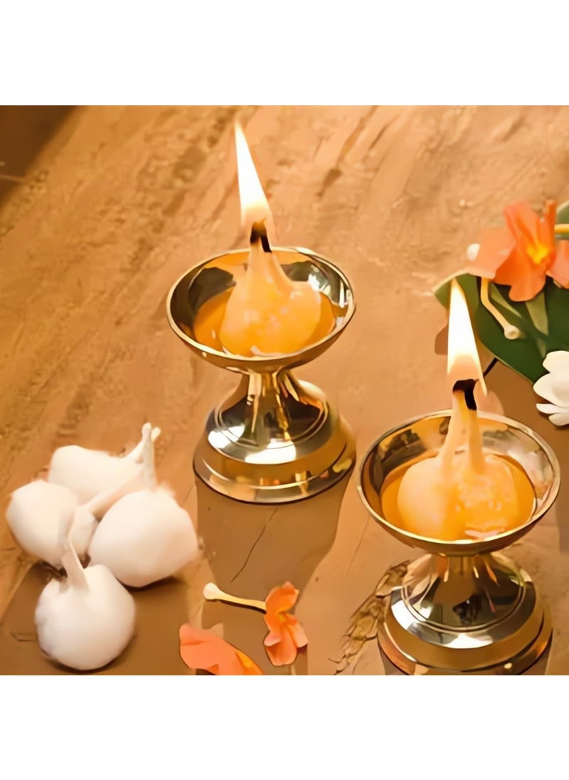 Hashcart Cotton Wicks for Puja  Round Pooja Jyot Batti for Oil Lamp Diwali Diya Brass Kuber Diya Clay Diya  Diya Bati for Akhand Jyot 100 pc Hashcart  - Image 4