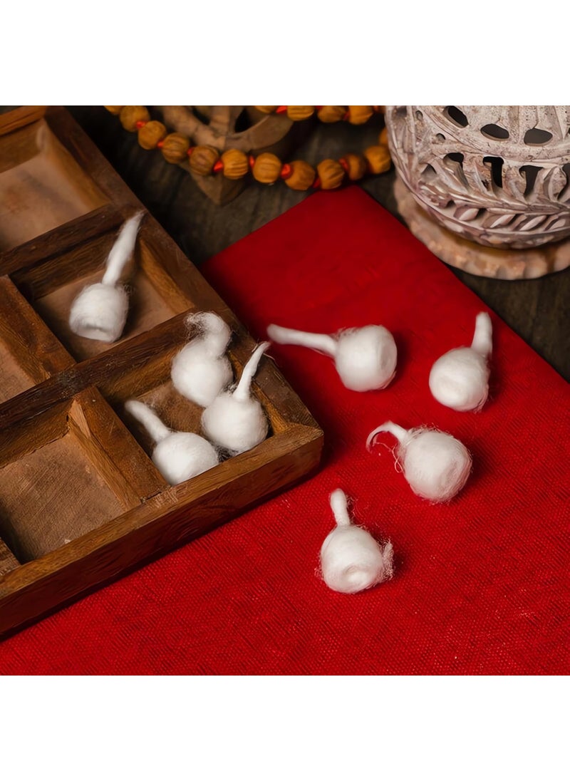 Hashcart Cotton Wicks for Puja  Round Pooja Jyot Batti for Oil Lamp Diwali Diya Brass Kuber Diya Clay Diya  Diya Bati for Akhand Jyot 100 pc Hashcart  - Image 3