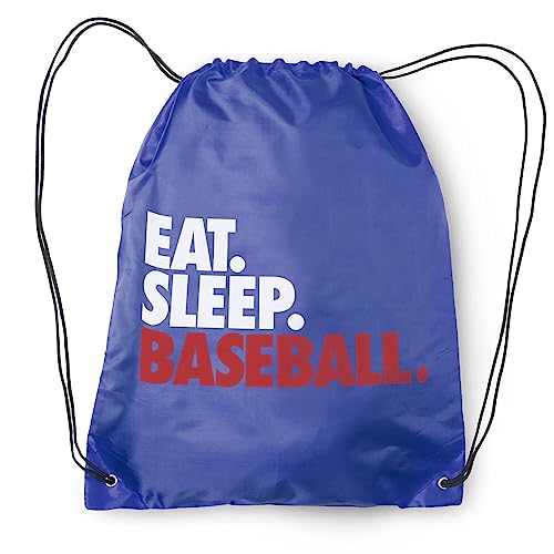 ChalkTalkSPORTS Baseball Sport Pack Drawstring Bag | Eat Sleep Baseball | Royal - Image 2