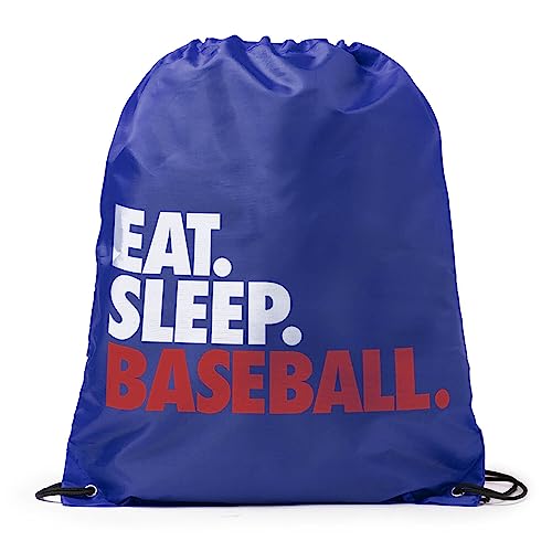 ChalkTalkSPORTS Baseball Sport Pack Drawstring Bag | Eat Sleep Baseball | Royal - Image 1