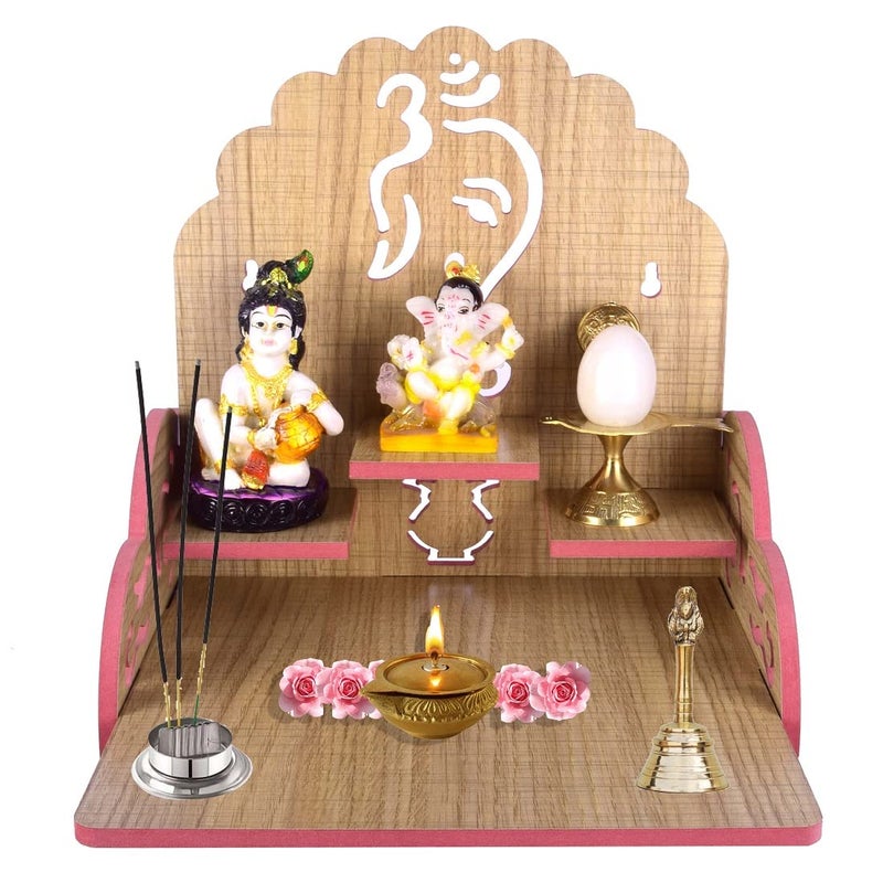 PRIMEFAIR Wooden Wall Mounted Hanging Puja Temple Wood God Stand for Pooja Room Mandir Devghar Stand Temple Home Temple Home Wall Temple Waterproof TEMPLE003412 - Image 1