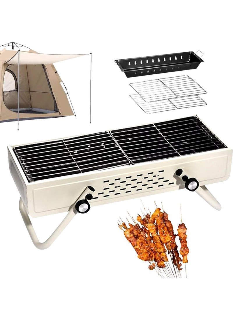 DubaiGallery BBQ Grill, Folding Wood Grill - Portable Folding Charcoal Grill, Smokeless | Large Charcoal BBQ Grills, Stainless Steel BBQ Grill with Large Grill Surface for Tailgating, Camping - Image 1