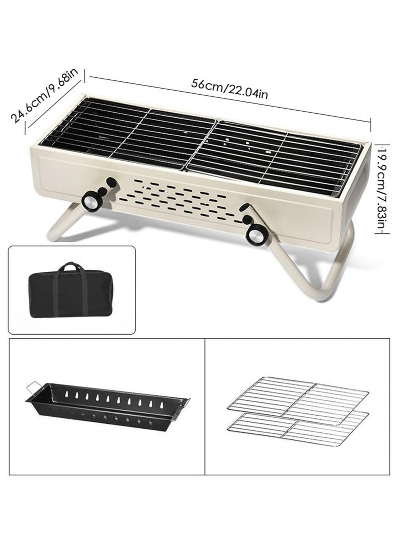 DubaiGallery BBQ Grill, Folding Wood Grill - Portable Folding Charcoal Grill, Smokeless | Large Charcoal BBQ Grills, Stainless Steel BBQ Grill with Large Grill Surface for Tailgating, Camping - Image 4