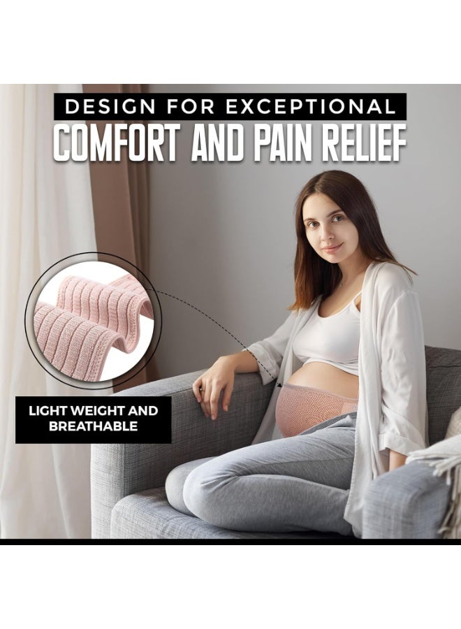 Pregnancy Belly Band- - Upto 57 Inch Pregnancy Belly Support Band- Belly Bands for Pregnant Women-Invisible Maternity Support belt for Back - Belly Support Bands for Pregnant Women - ONE SIZE (Beige) - Image 2