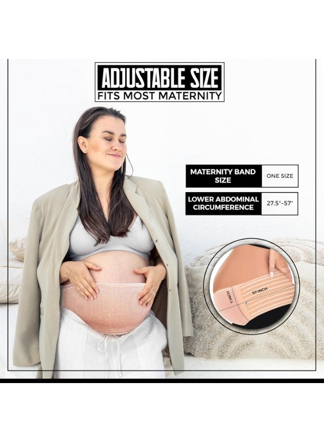 Pregnancy Belly Band- - Upto 57 Inch Pregnancy Belly Support Band- Belly Bands for Pregnant Women-Invisible Maternity Support belt for Back - Belly Support Bands for Pregnant Women - ONE SIZE (Beige) - Image 4