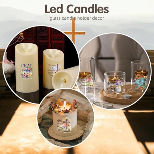 ZMRU 24 Sheets Vintage Christian Rub On Transfers for Crafts, Bible Verse Stickers for Wood,Furniture Decals, Glass Candle Holder, Porcelain, Candles, Sympathy Gifts, Fabric Projects,3 * 3inch - Image 3