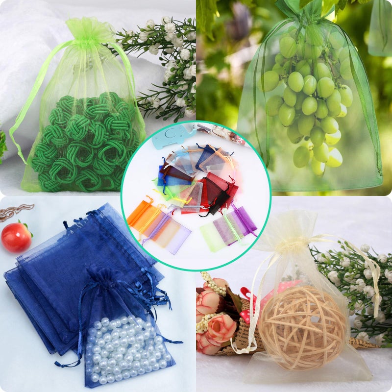MISSJOJIAY 100PCS Sheer Organza Bags With Drawstring for Wedding Favor, Party, Favor Jewelry, Candy, Birthday, Christmas, Festival, Soaps, Makeup,Wrapping Supplies, 6 x 4 Inch Small Mesh multicolor Gift Bags. - Image 4