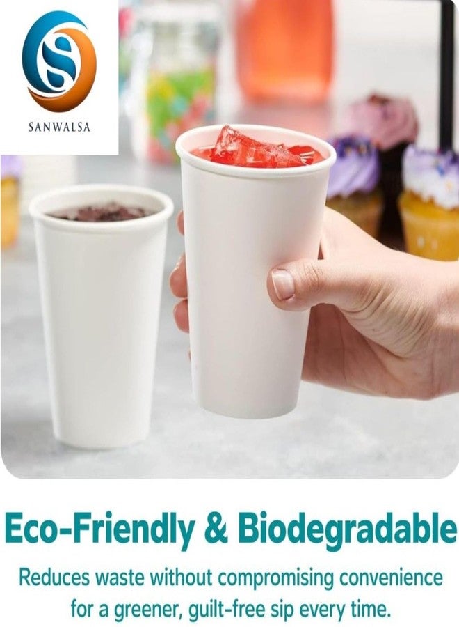 SANWALSA [250 ml, 100 Count, White, 8 Oz Disposable White Paper Cup | Eco-Friendly & Biodegradable Cups for Wedding, Party, Picnic, Travel | Ideal for Tea, Coffee, Juice & Water - Image 2