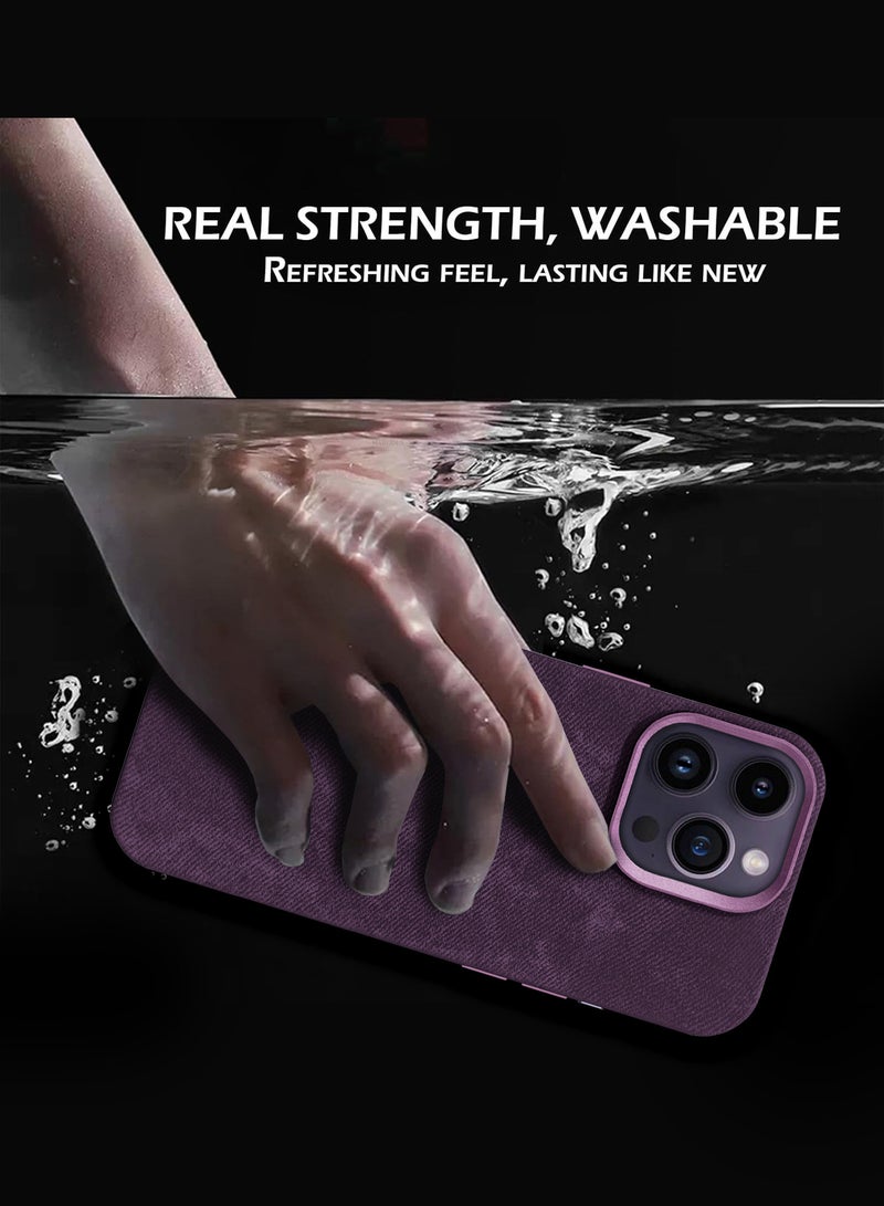 CATANES 2Packs iPhone 14 Pro Max Alcantara Case Cover Premium Quality Luxurious Soft Touch Protection with Metal Camera Frame with a 3D Screen Protector - Dark Purple  - Image 5