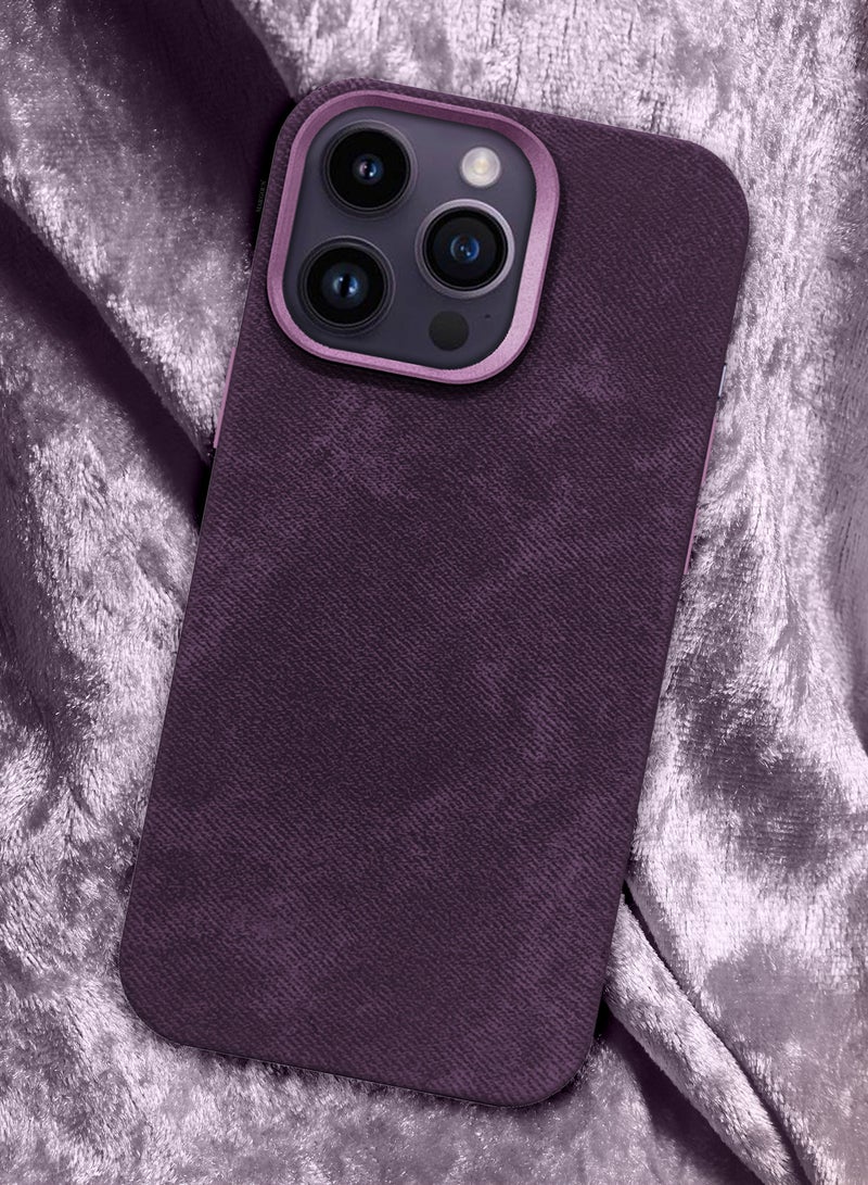 CATANES 2Packs iPhone 14 Pro Max Alcantara Case Cover Premium Quality Luxurious Soft Touch Protection with Metal Camera Frame with a 3D Screen Protector - Dark Purple  - Image 4