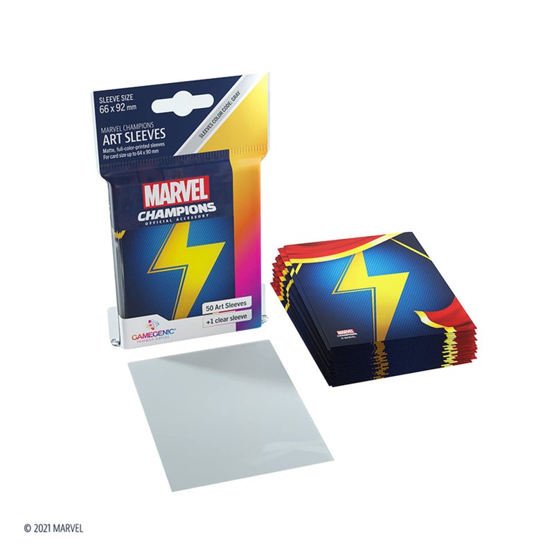 Gamegenic Marvel Champions The Card Game Official Ms. Marvel Art Sleeves - Pack of 50 Art Sleeves and 1 Clear Sleeve  Card Game Holder  Use with TCG and LCG Games  Made by Fantasy Flight Games - Image 2