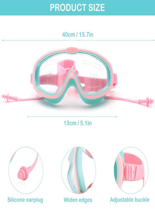 FALONG Big Frame Leakproof Swimming Goggles,Goggles with Anti Fog and UV Protection,Swimming Goggles with Ear Plugs,for Boys Girls for Age 2-16(Pink) - Image 2