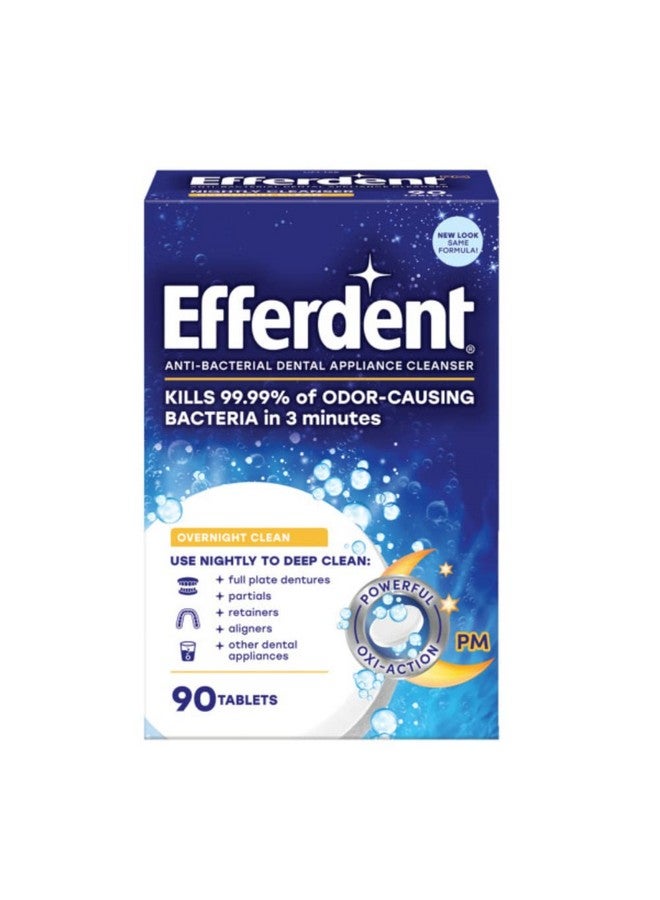 Efferdent Pm Overnight Anti-Bacterial Denture Cleanser Tablets 90 Ct (Pack Of 1) - Image 1