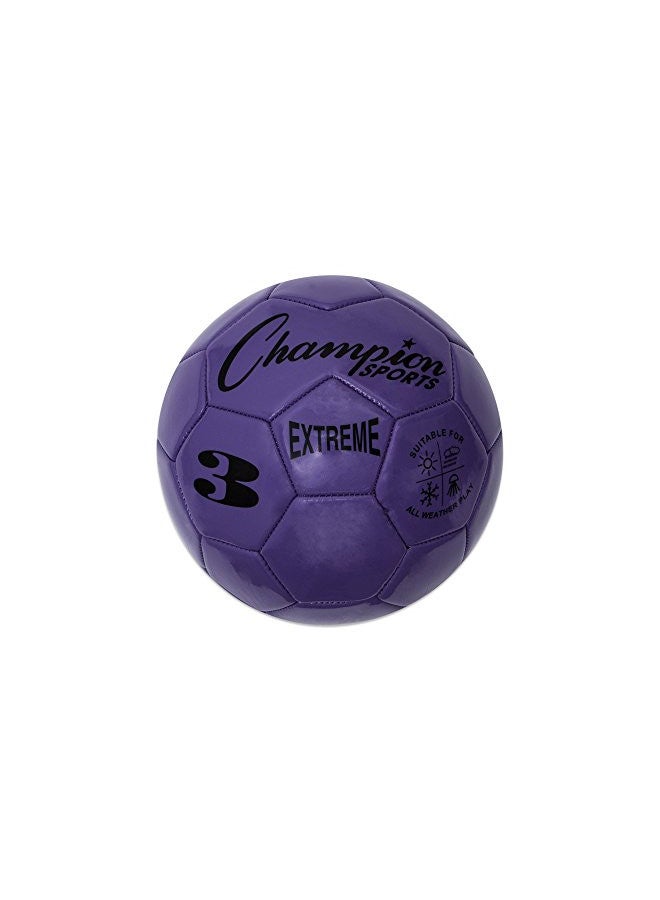 Champion Sports Extreme Series Soccer Ball, Size 3 - Youth League, All Weather, Soft Touch, Maximum Air Retention - Kick Balls for Kids Under 8 - Competitive and Recreational Futbol Games, Purple - Image 1