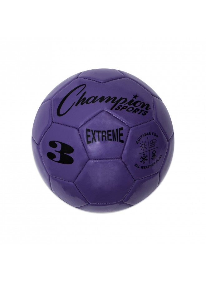 Champion Sports Extreme Series Soccer Ball, Size 3 - Youth League, All Weather, Soft Touch, Maximum Air Retention - Kick Balls for Kids Under 8 - Competitive and Recreational Futbol Games, Purple - Image 2
