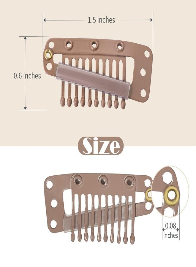 Dreamlover Wig Clips, Hair Extension Clips, 10 Teeth, Brown, 30 Pieces - Image 2