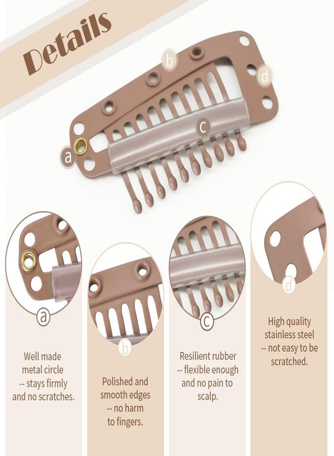 Dreamlover Wig Clips, Hair Extension Clips, 10 Teeth, Brown, 30 Pieces - Image 3