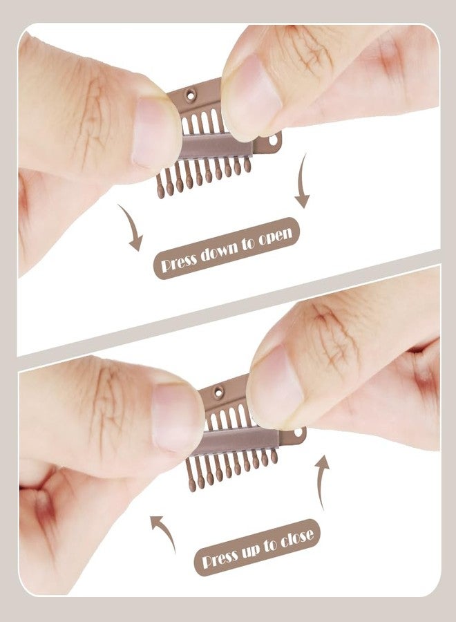Dreamlover Wig Clips, Hair Extension Clips, 10 Teeth, Brown, 30 Pieces - Image 4