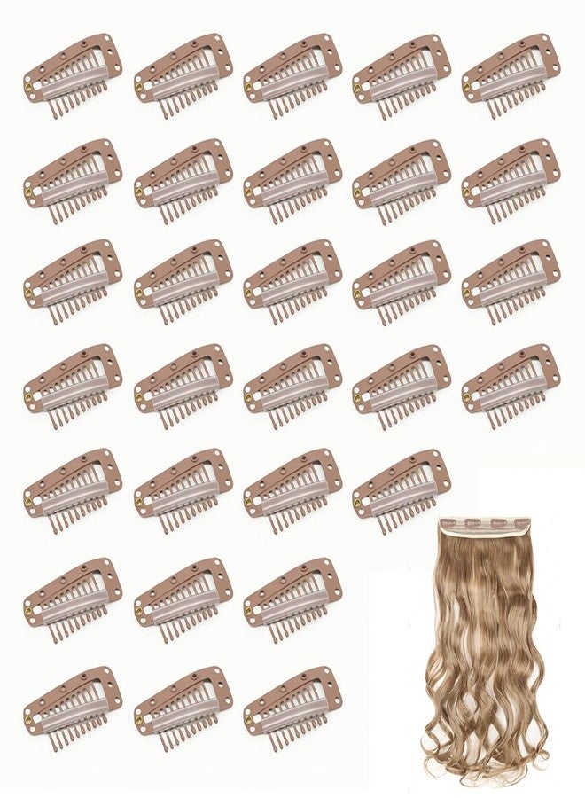 Dreamlover Wig Clips, Hair Extension Clips, 10 Teeth, Brown, 30 Pieces - Image 1