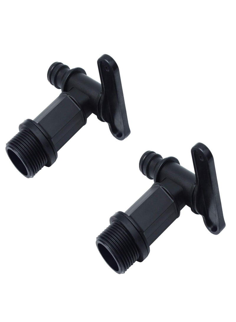 Y&D 2PCS Water Tap, ¾ BSP Thread for Hose Connector, Faucets Kitchen and Garden Storage Bucket (Black)  - Image 1