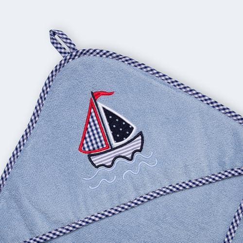 haus & kinder Terry Muslin Hooded Baby Towel | Soft & Absorbent Baby Bath Towel for Newborns & Infants (0–12 Months), 80 X 80 Cm, Red, Gentle On Skin, Quick Dry, Unisex - Image 2