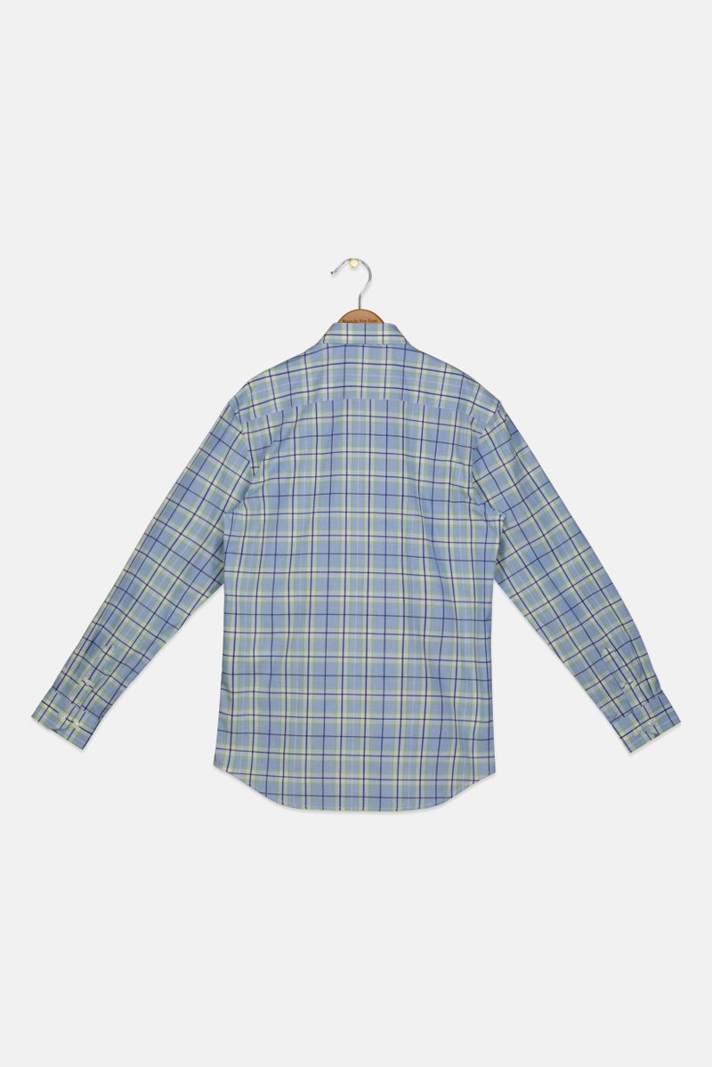 Tailorbyrd Kids Boy Plaid Long Sleeves Casual Shirt, Navy - Image 2
