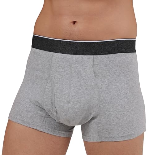 AIRCUTE Men Urine Incontinence Underwear Fly Front Opening Absorbent Leak Proof Boxer Briefs for Leakage Dribbles 2XLarge Gray - Image 2